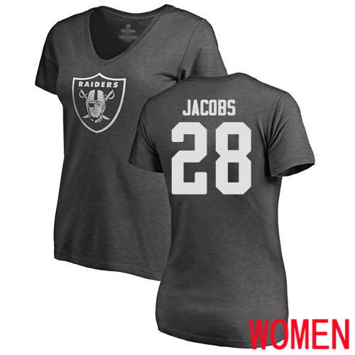 Oakland Raiders Ash Women Josh Jacobs One Color NFL Football #28 T Shirt